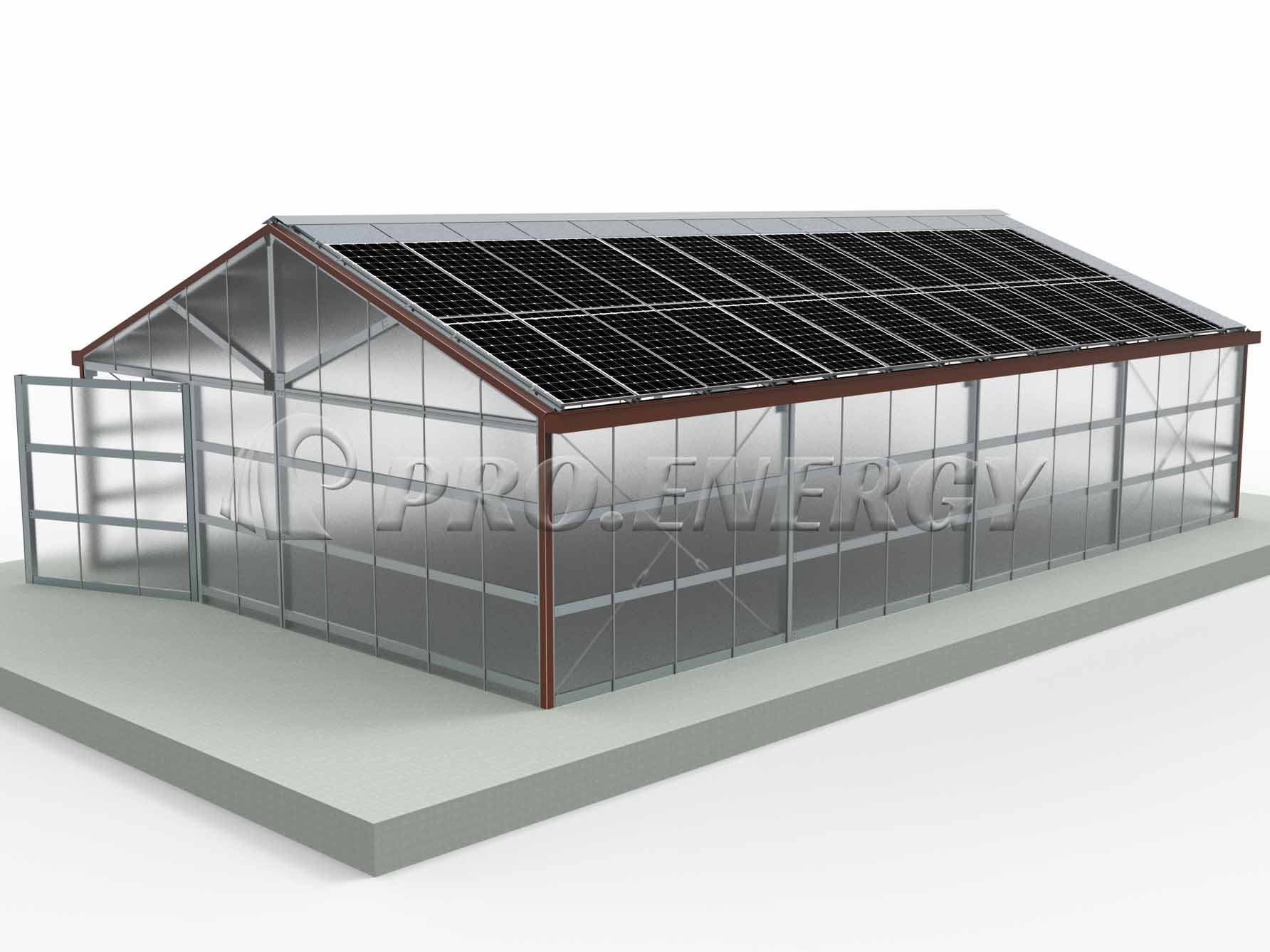 Solar-powered greenhouse mounting structure