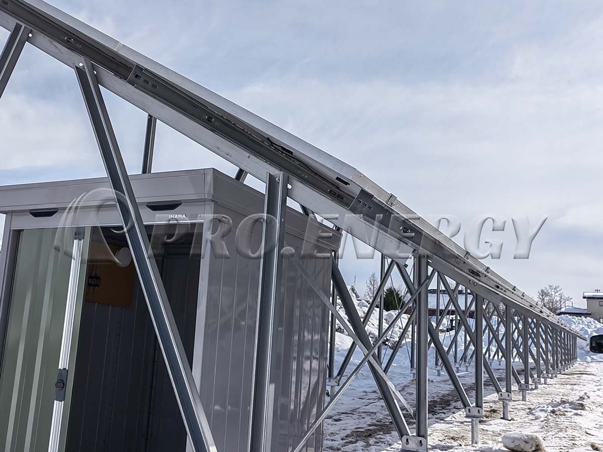 PROFENCE.ENERGY S350GD C‑section steel PV racking system on‑site installation for heavy‑snow climate